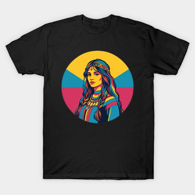 Hippie Girl with Braids and Boho Headband T-Shirt by CursedContent